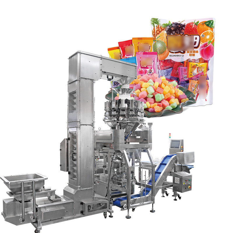 Volledig automatische hoge snelheid stikstof verticale vorm vul zegel zak snack voedsel weging puffs voedsel pellet verpakkingsmachine