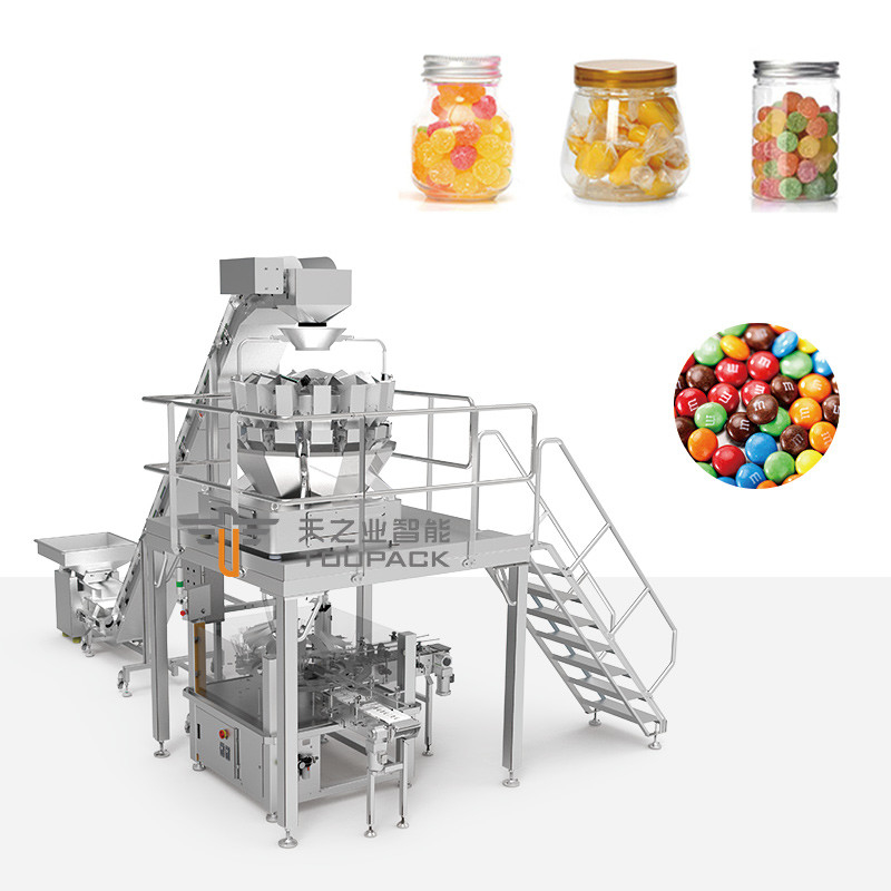Multi Function Automatische pot fles kan katoenen gelei popcorn en pinda's gepufte voedsel vulmachine