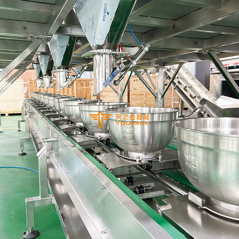 Vervoermachines voor het vervoer van schalen van het type Z-type Lift van roestvrij staal Neigend schalenliftvervoer voor vleesbevroren voedsel