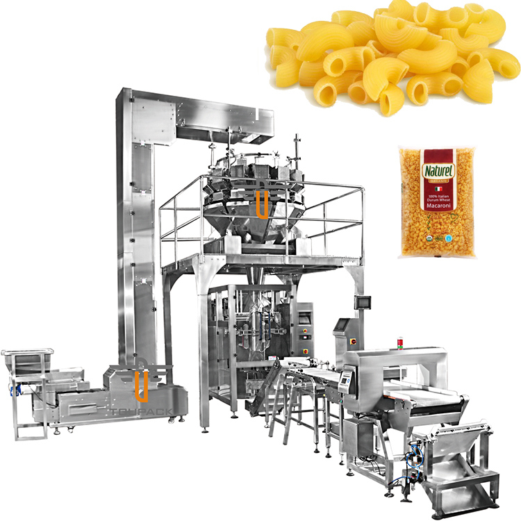 Volautomatische verticale verpakkingsmachine zakvulmachine pasta multihead weger verpakkingsmachine voor fusilli pasta rauw