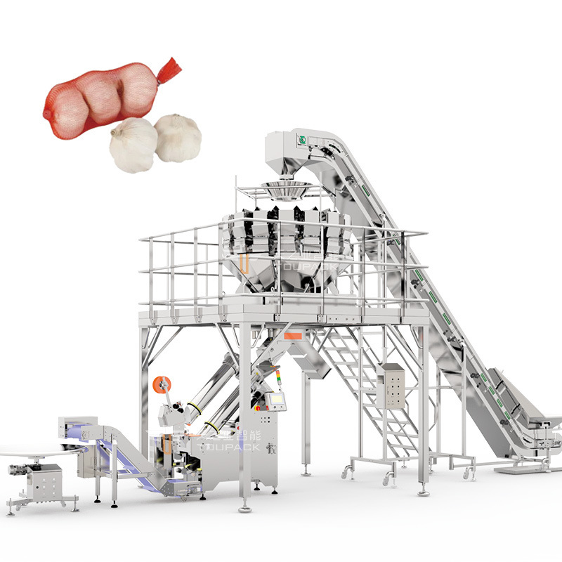Automatische verpakkingsmachine voor aardappelnetzakken/verpakkingsmachine voor gembernetzakken/verpakkingsmachine voor citrusvruchtennetzakken voor supermarkten