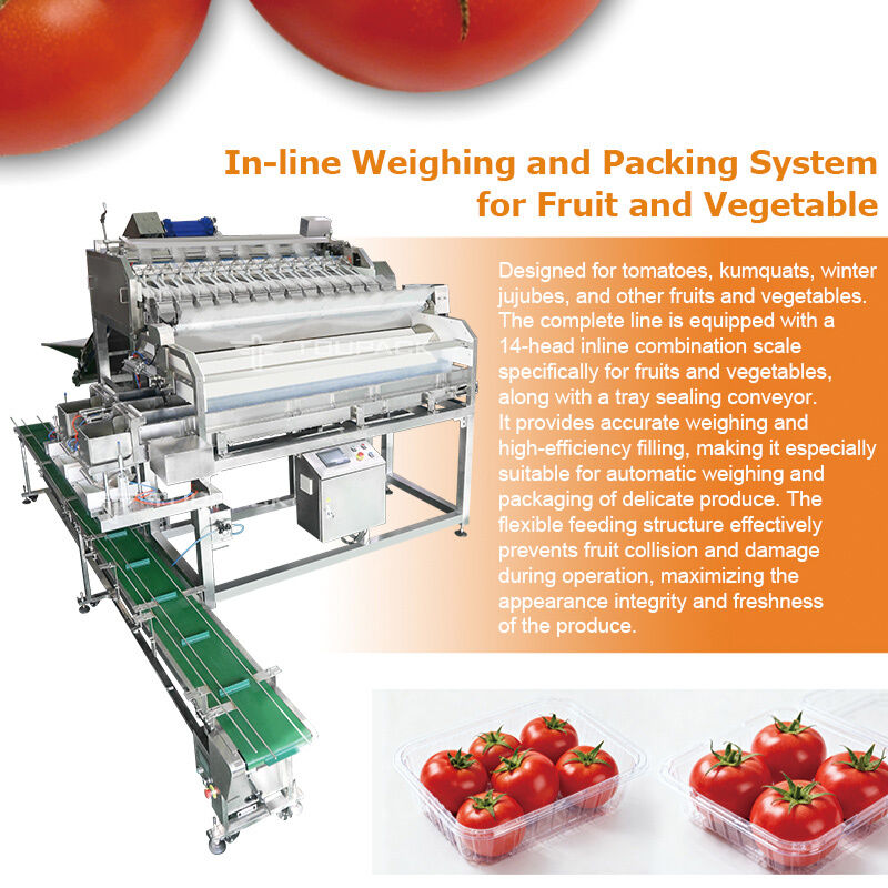 Lineaire Weger Automatische Cherry Tomaat Fruit Groente Dienblad Afdichtende Verpakkingslijn Met Hoge Precisie Weegsysteem