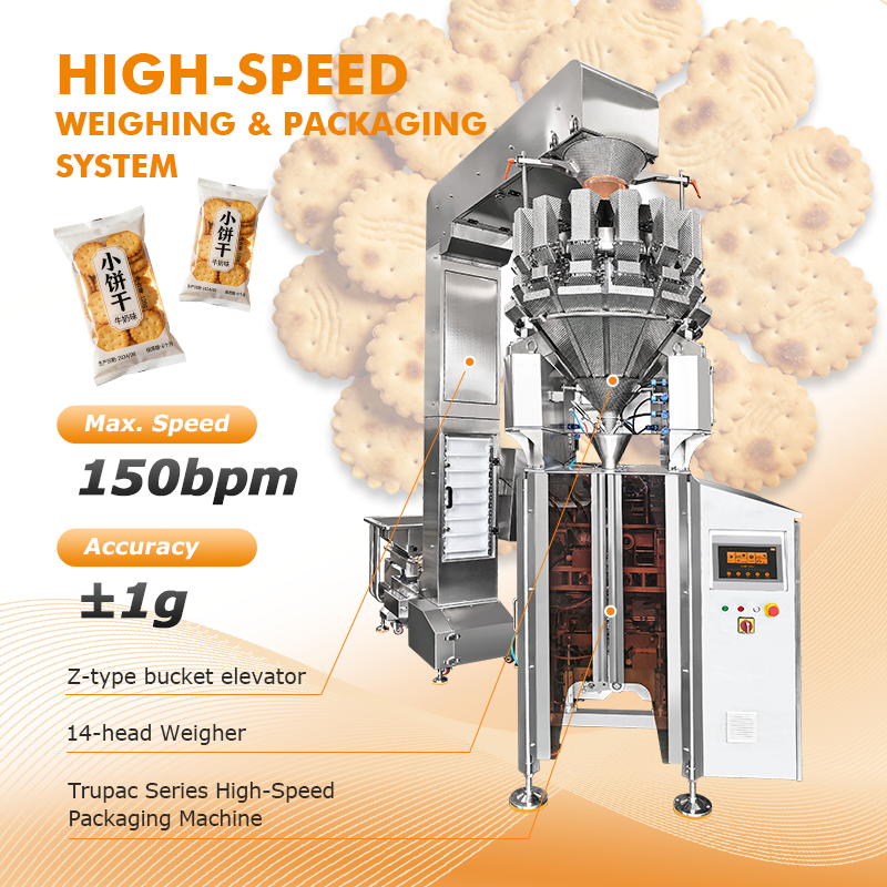 Verticale verpakkingsmachine met hoge snelheid met weegmachine met meerdere koppen voor snacks, chips, noten en zakjes voor huisdieren