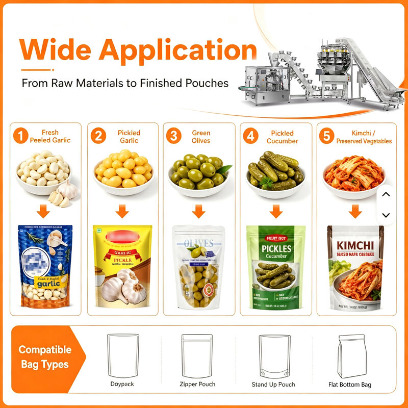 Automatische Doypack-verpakkingsmachine voor cashew-amandel-pinda-snackvoedsel-opstaande zakjes
