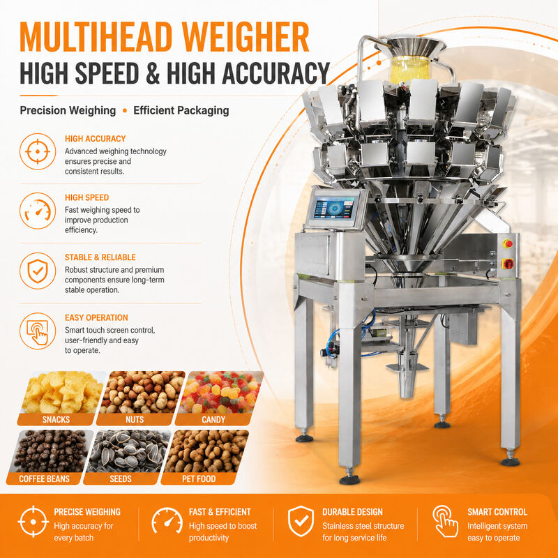 Hondenvoedselverpakkingsmachine. Speciaal multihead weegsysteem voor lange strooitjes, verstikkende en anti-verstopte kauwstokjes.