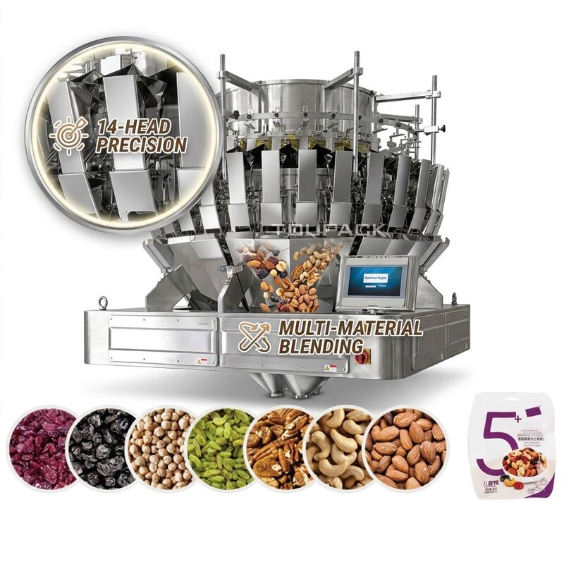 10-14 Koppen Roestvrij Staal Granulaat Multihead Weegmachine met Touchscreen Display Systeem