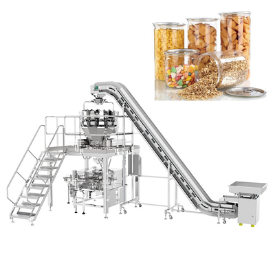 ODM de Automatische het Vullen Machine bottelde Snoepjes van het Kruiken de Blikken Gepufte Voedsel Inpakkend Roterende Kop het Vullen Verzegelende Machine