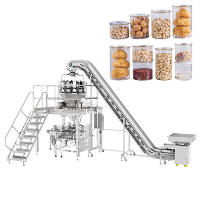 Machine van het de Noot de Plastic Flessenvullen van de gedroogd fruitsnack met de Geneigde Transportband van Multihead Weger
