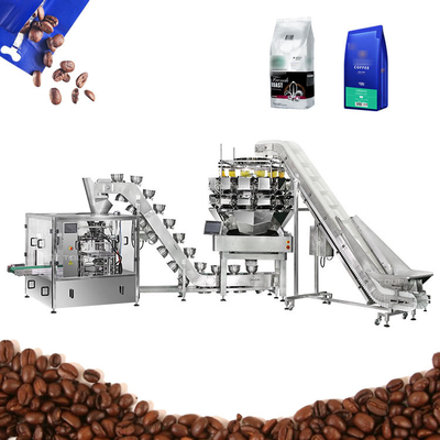Kwantitatieve Koffie Bean Bag Packing Machine With 14 het Hoofdmultihead-Weger Automatische Vullen