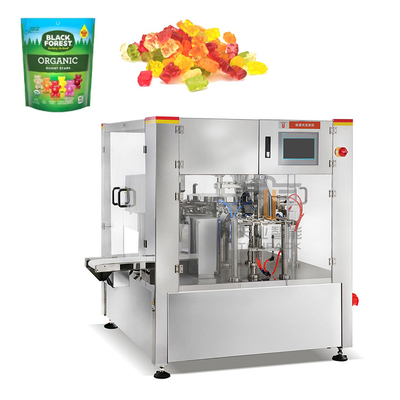 PLC voorgemaakte zakverpakkingsmachine zachte snoepgummiebaren suiker ritszak roterende doypack verpakkingsmachines