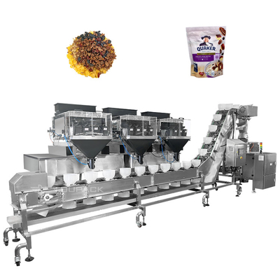 Fabriek gemengd gedroogd fruit en noten Multihead Weigher 4 Head Lineaire Weigher Vffs verpakkingsmachine Zip Bag verpakkingsmachine