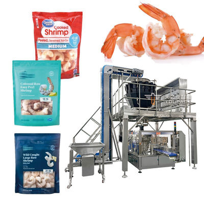Food Grade Automatische Vacuüm Diepvries Voedsel Zak Verpakkingsmachine Garnalen Inktvis Ringen Zak Multihead Weegmachine Vul- en Verpakkingsmachine
