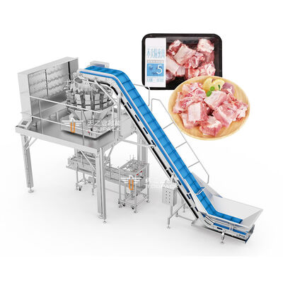 Multihead weger tray verpakkingsmachine voor vers vlees tray seal productielijn