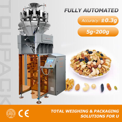 Automatische chips noten snoep zaden korrel verticale verpakkingsmachine met multihead weger