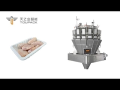 Volledig geautomatiseerde bevroren kip vleugels bak verpakkingslijn, nauwkeurig gewogen door TOUPACK schroef multihea